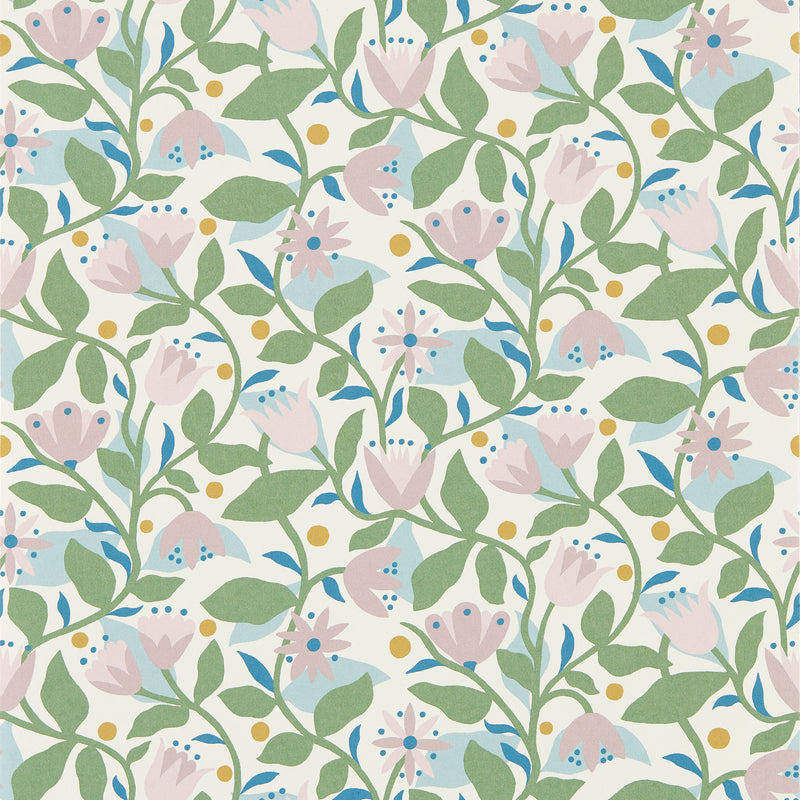 113283 Dancing Daisies Oakham Lilac Wallpaper by Scion