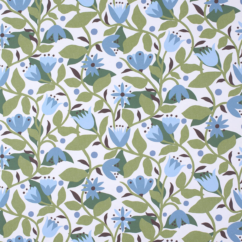 113284 Dancing Daisies Oakham Cornflower Wallpaper by Scion