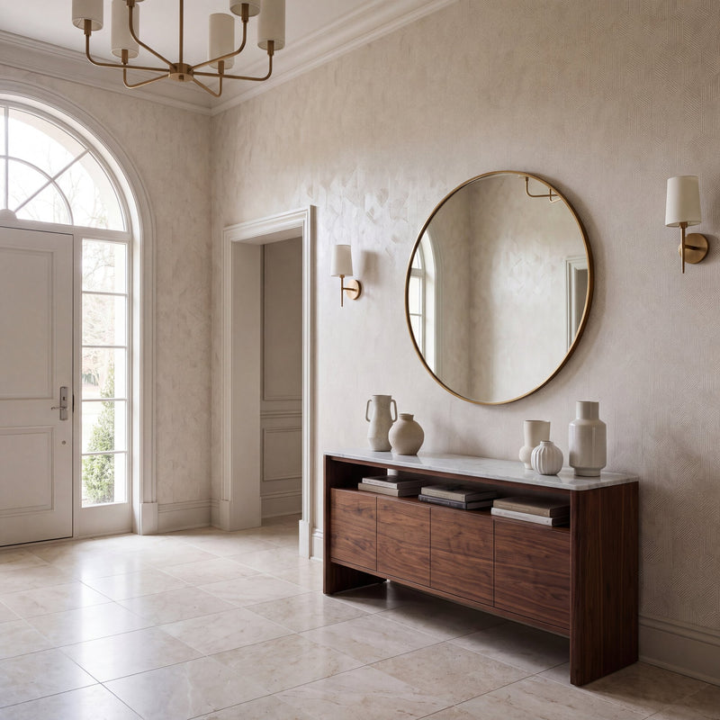 Prism Beige / Silver Grey New Touch Wallpaper by Galerie — roomshot 1