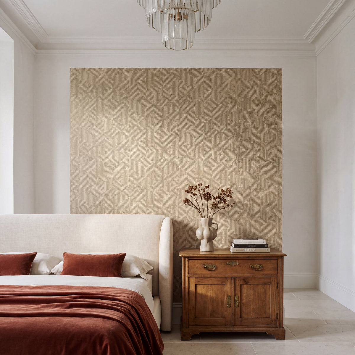 Prism Beige New Touch Wallpaper by Galerie — roomshot 1