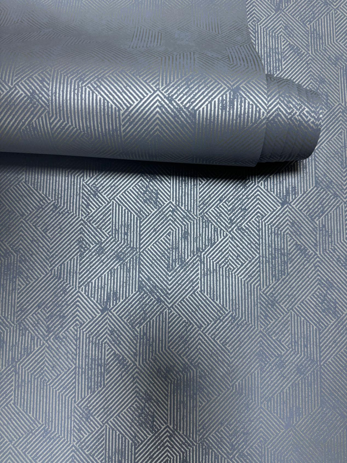 Prism Blue / Silver Grey New Touch Wallpaper by Galerie — roll shot