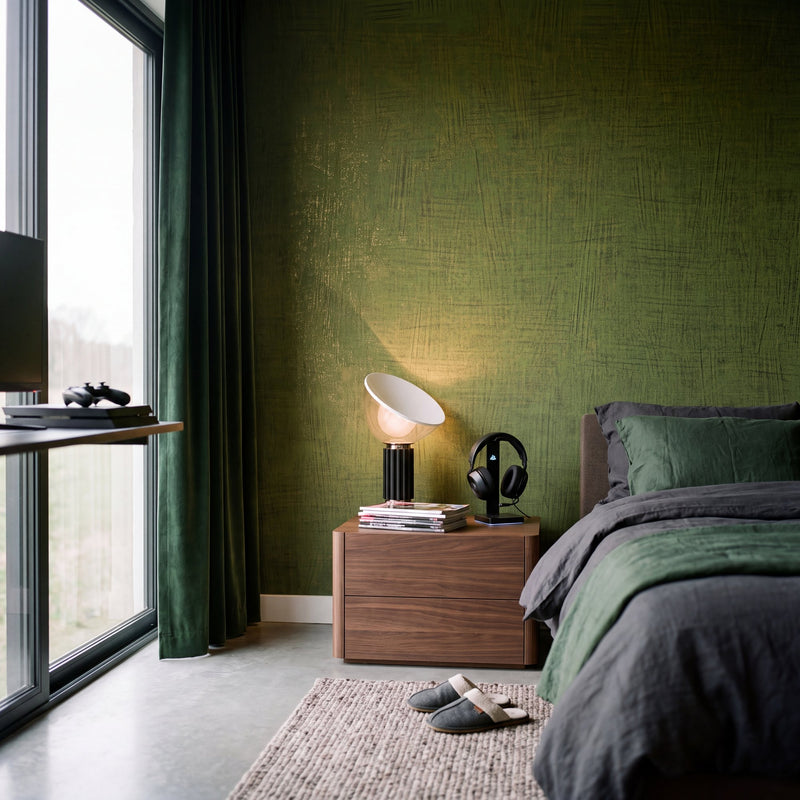 Brushmark Green New Touch Wallpaper by Galerie — roomshot 1