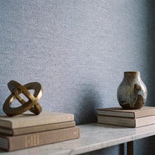 Woven Texture Blue New Touch Wallpaper by Galerie — roomshot 1