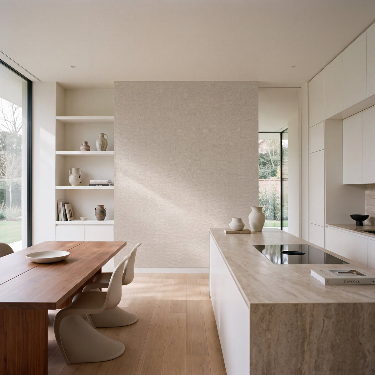 Interlace Sand New Touch Wallpaper by Galerie — roomshot 1