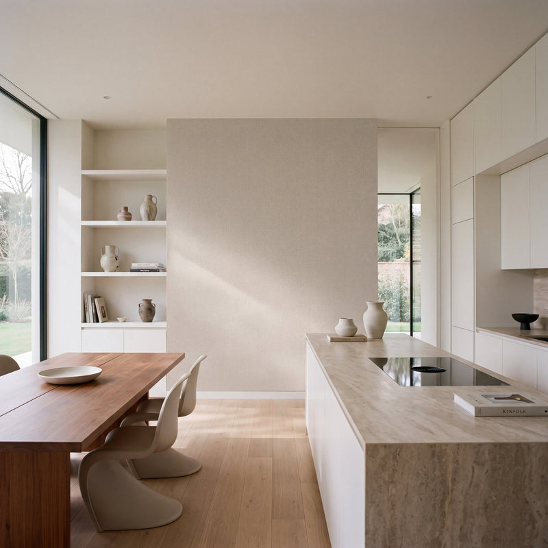 Interlace Sand New Touch Wallpaper by Galerie — roomshot 1
