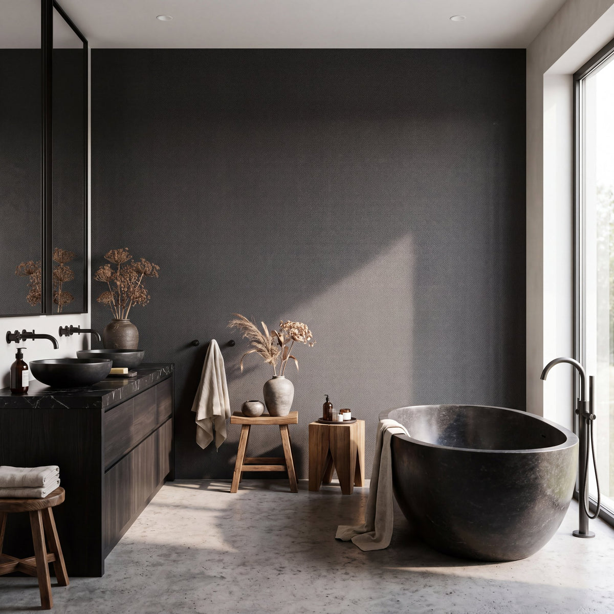 Interlace Black New Touch Wallpaper by Galerie — roomshot 1