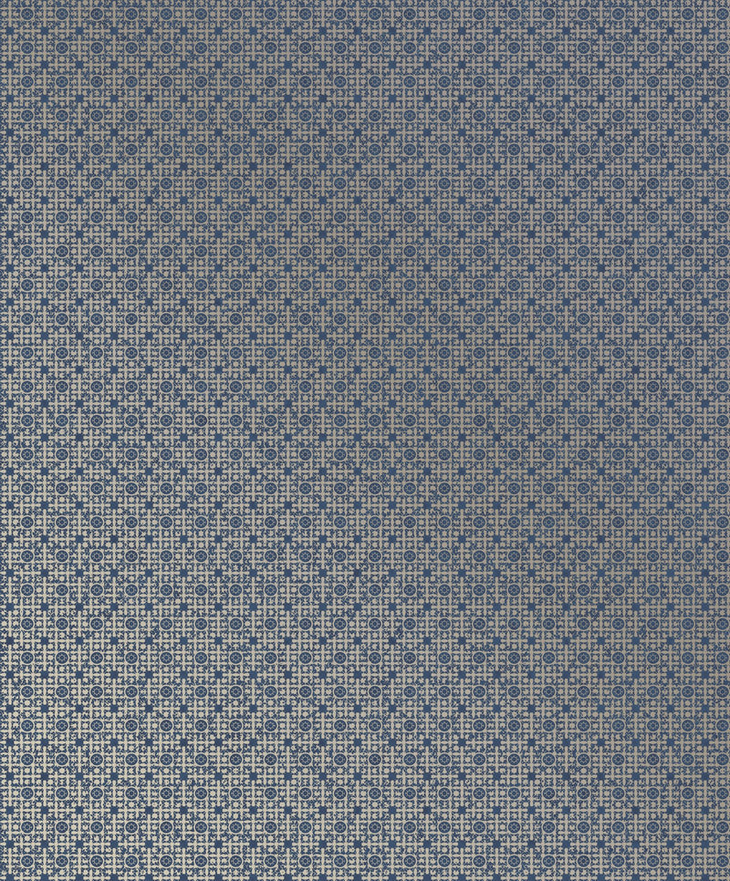 Worn Tile Blue / Silver Grey New Touch Wallpaper by Galerie — flat