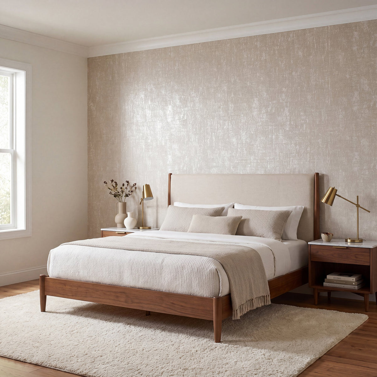 Mottled Specks Pale Silver New Touch Wallpaper by Galerie — roomshot 1