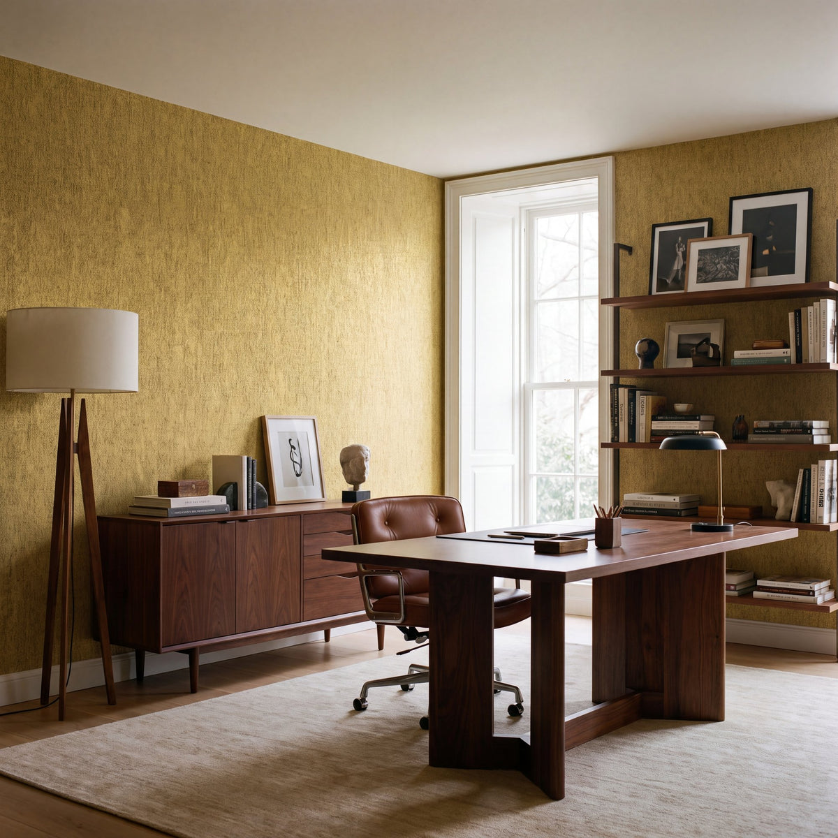 Mottled Specks Yellow New Touch Wallpaper by Galerie — roomshot 1