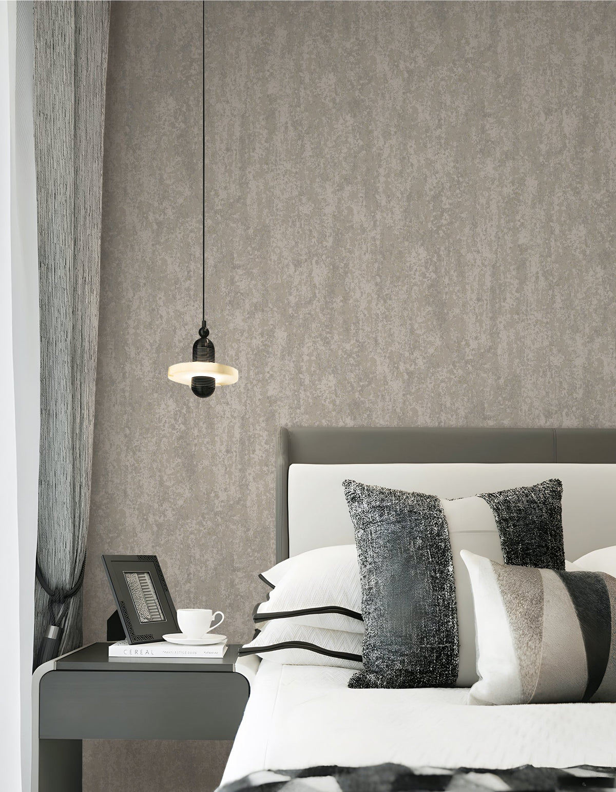 Patina Silver Grey / Beige New Touch Wallpaper by Galerie — roomshot 2