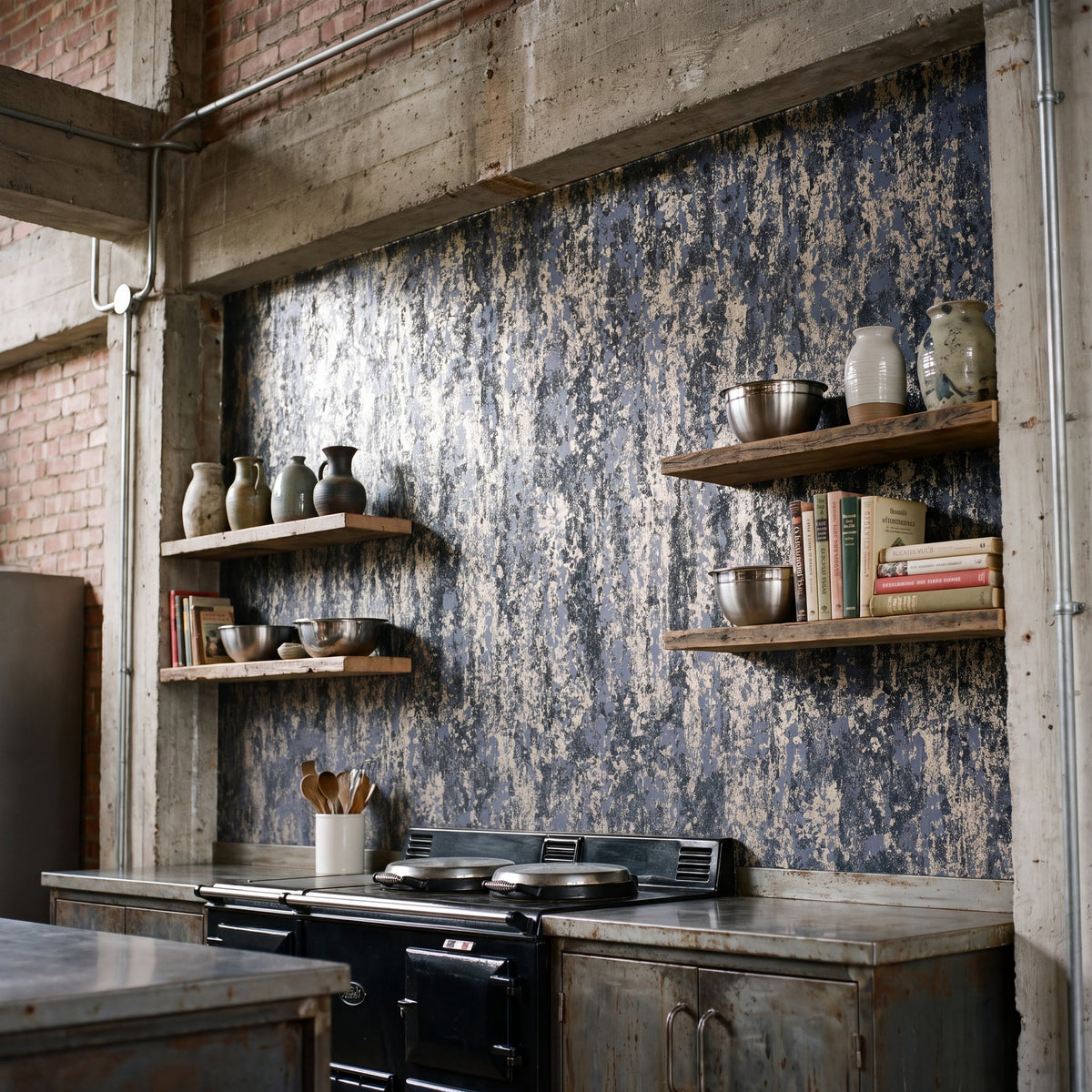 Patina Blue / Rose Gold New Touch Wallpaper by Galerie — roomshot 1