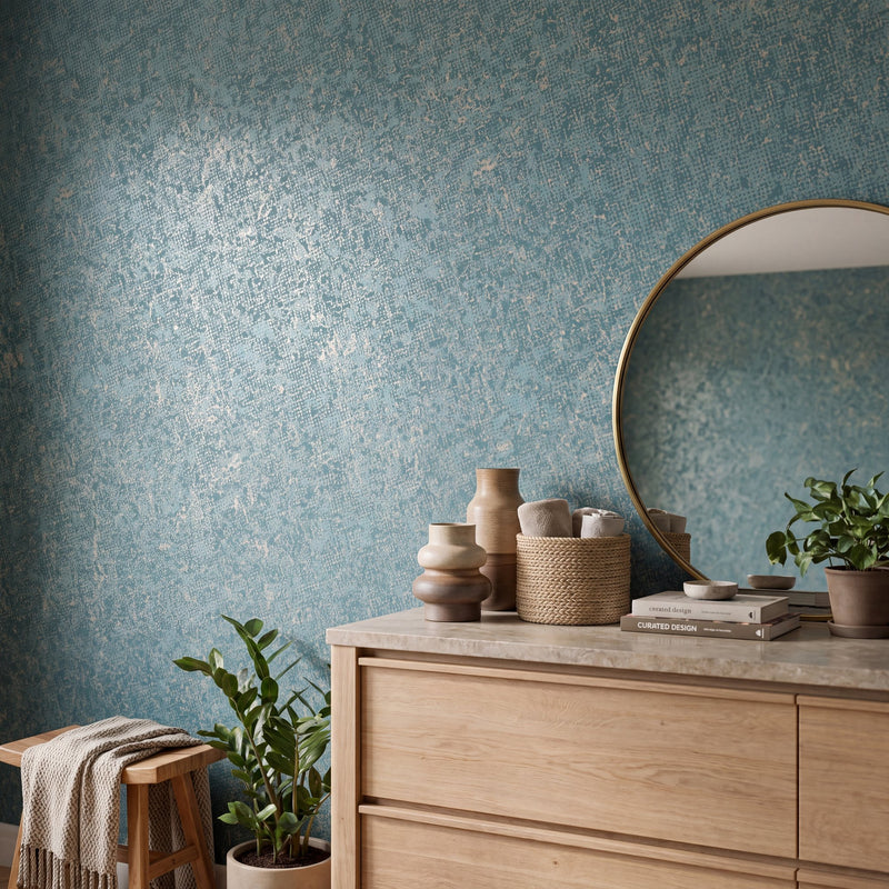 Scatter Blue / Silver Grey New Touch Wallpaper by Galerie — roomshot 1