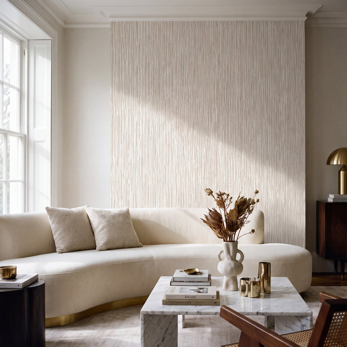 Strand Beige New Touch Wallpaper by Galerie — roomshot 1