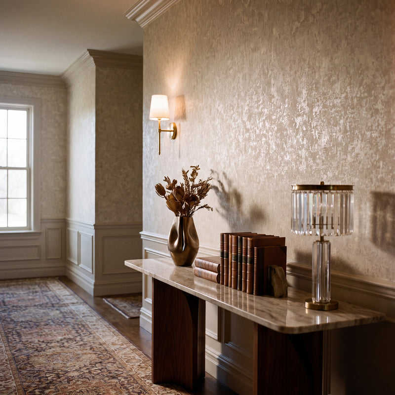 Scratched Plaster Chalk New Touch Wallpaper by Galerie — roomshot 1