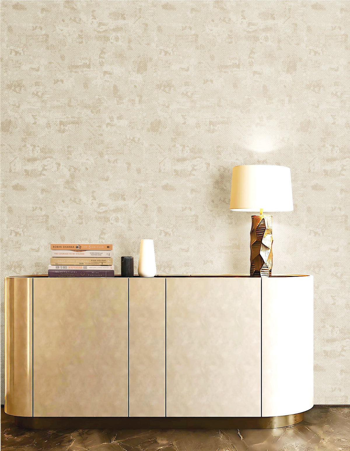 Crosshatch Cream / Beige New Touch Wallpaper by Galerie — roomshot 2