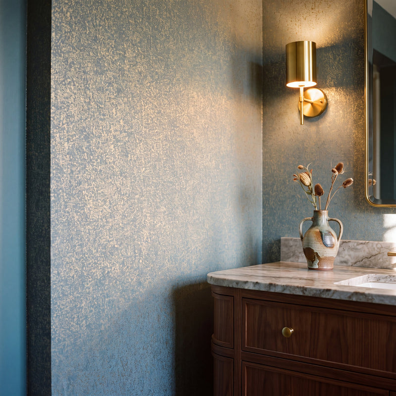 Crackle Blue New Touch Wallpaper by Galerie — roomshot 1