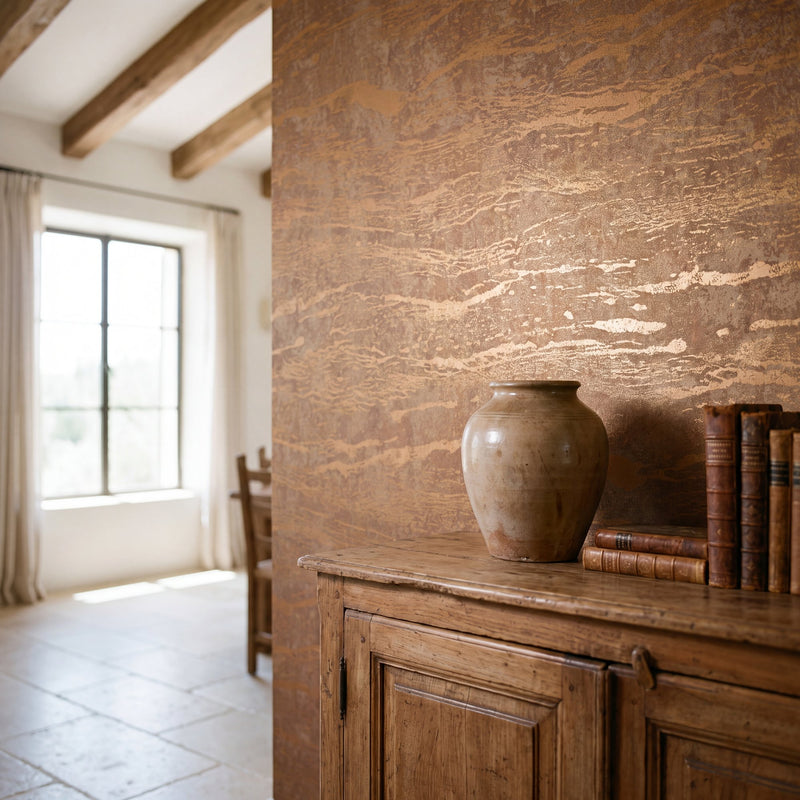 Ripple Orange New Touch Wallpaper by Galerie — roomshot 1