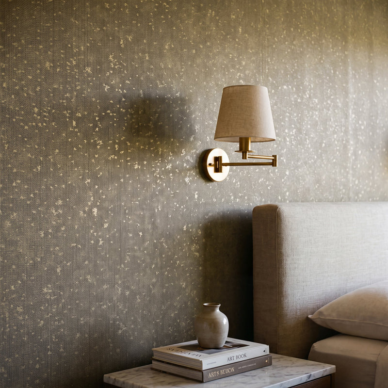 Worn Pinstripe Gold New Touch Wallpaper by Galerie — roomshot 1