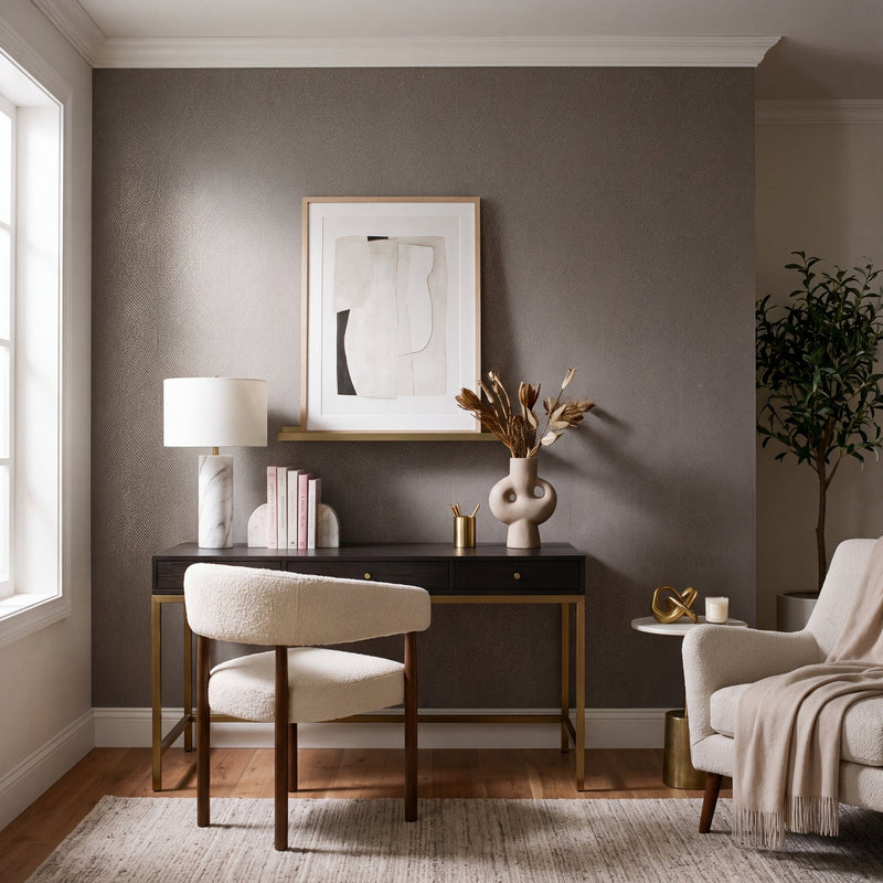 Contour Bronze Brown New Touch Wallpaper by Galerie — roomshot 1
