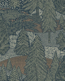 Northern Forest Multi and Blue Woodland Wallpaper by Boråstapeter
