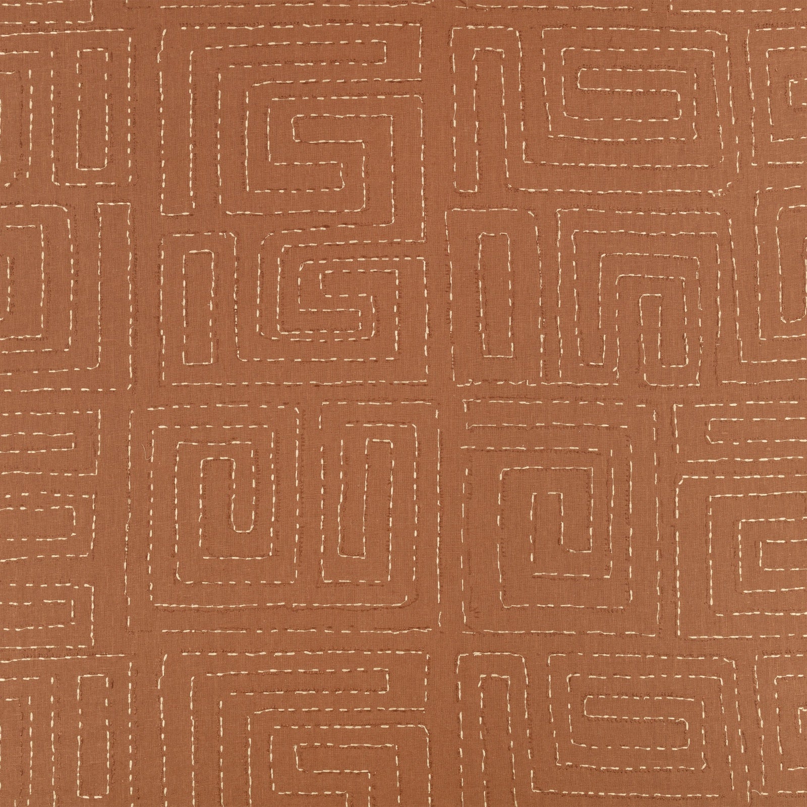 Kuba Embroidery Clay Homespun Embroideries Fabric by Mark Alexander