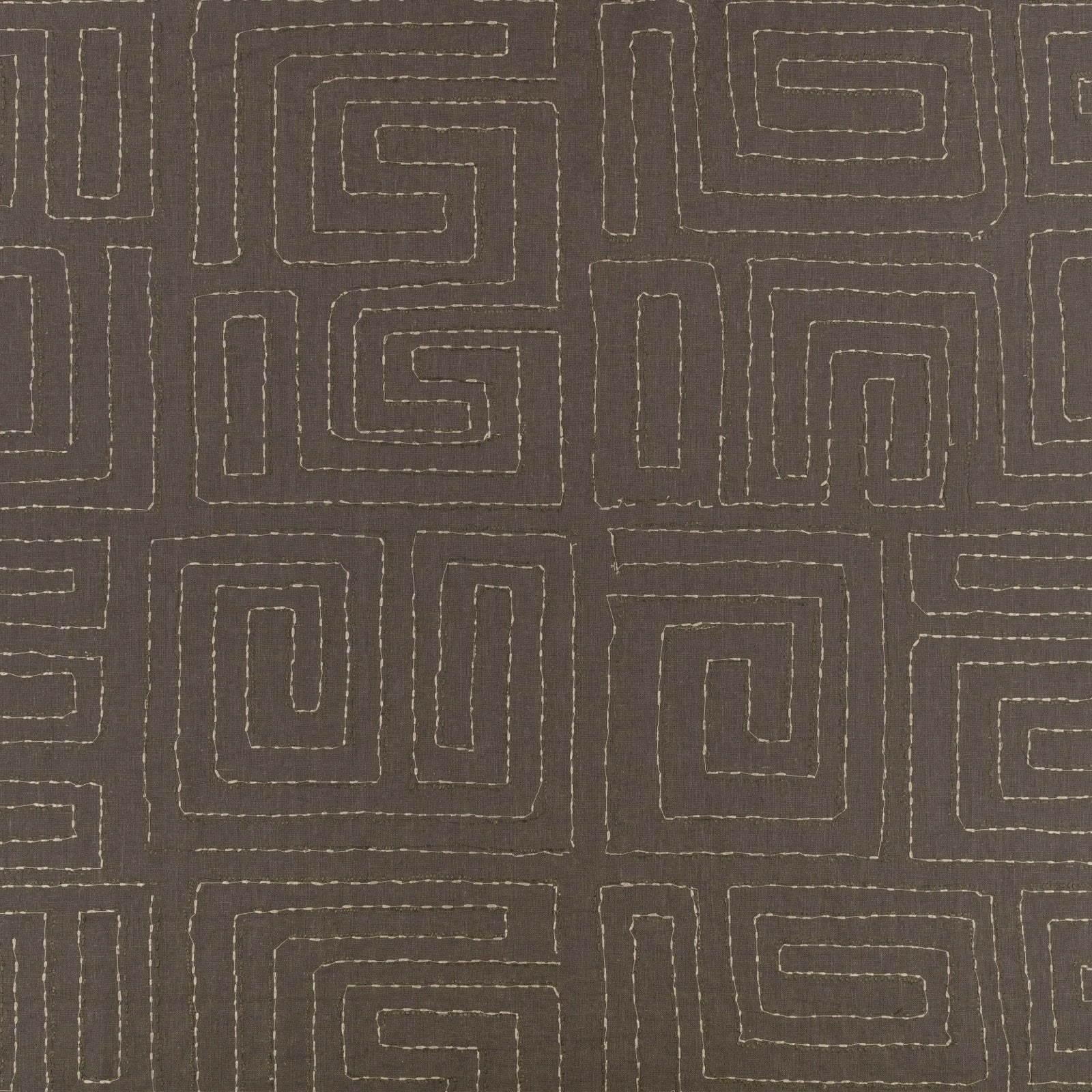 Kuba Embroidery Gunmetal Homespun Embroideries Fabric by Mark Alexander