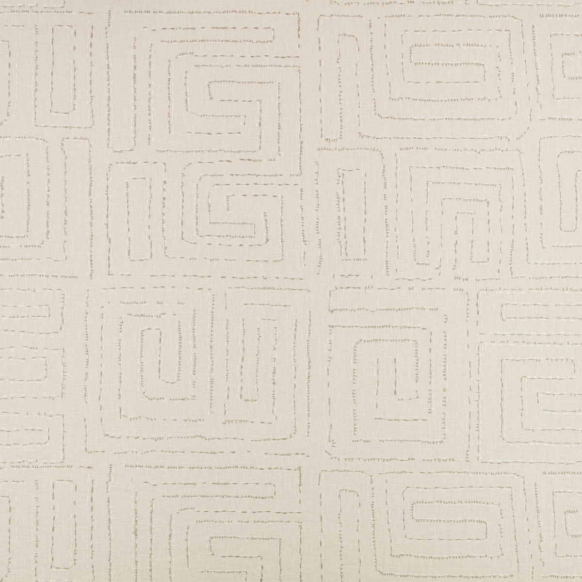 Kuba Embroidery White Sand Homespun Embroideries Fabric by Mark Alexander