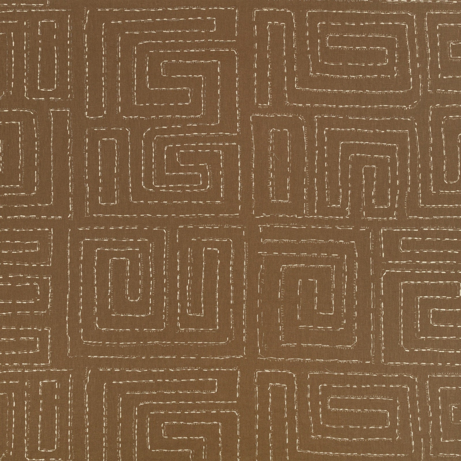 Kuba Embroidery Cumin Homespun Embroideries Fabric by Mark Alexander