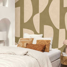OGN106097004 Totem Vert Kaki Large Panel Origine Wallpaper by Caselio
