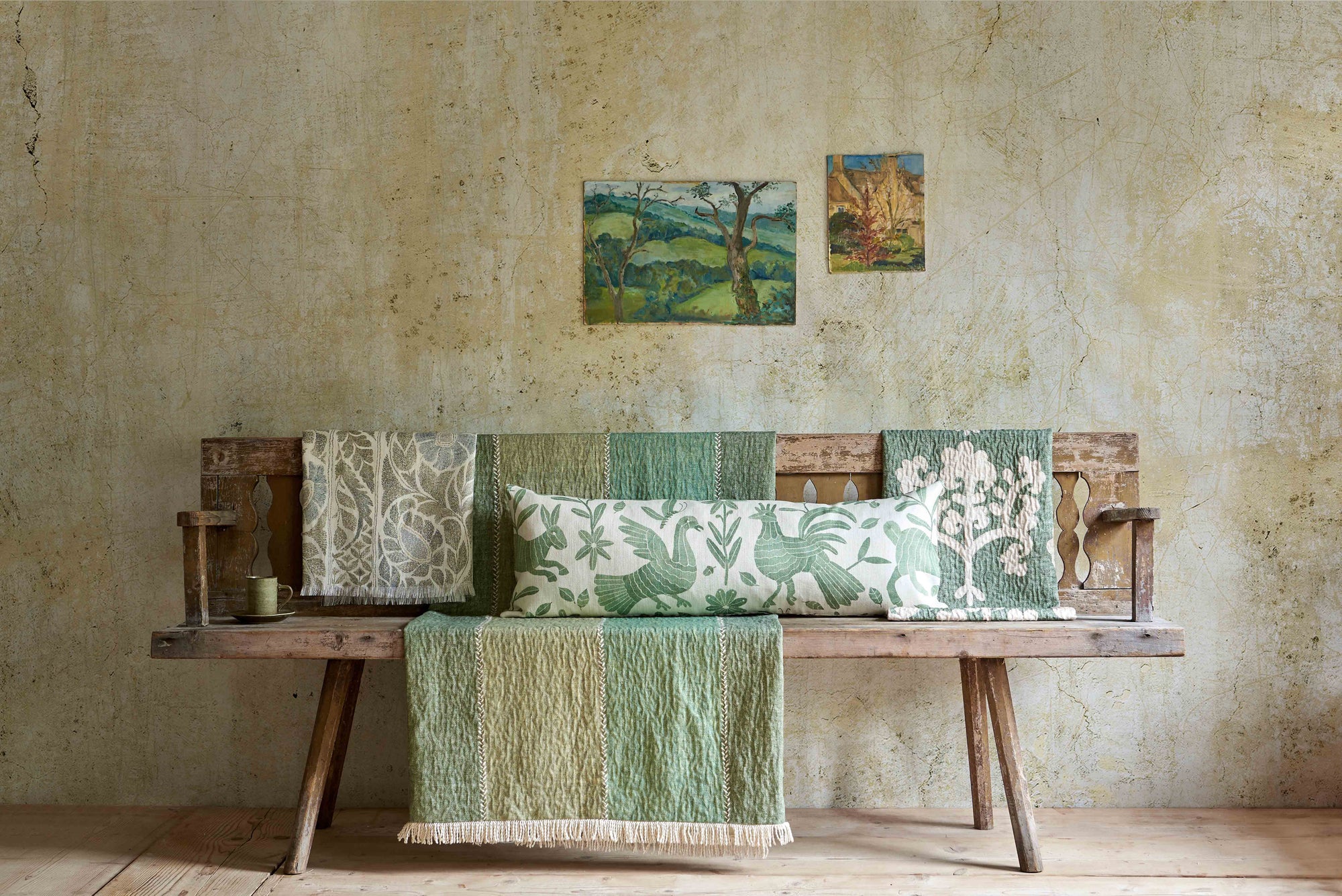 LW 348 644 Caravan Green Tea Fabric by Lewis & Wood