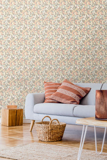 GHS50116W Flora Ditsy Peach & Dove Wallpaper by Ohpopsi