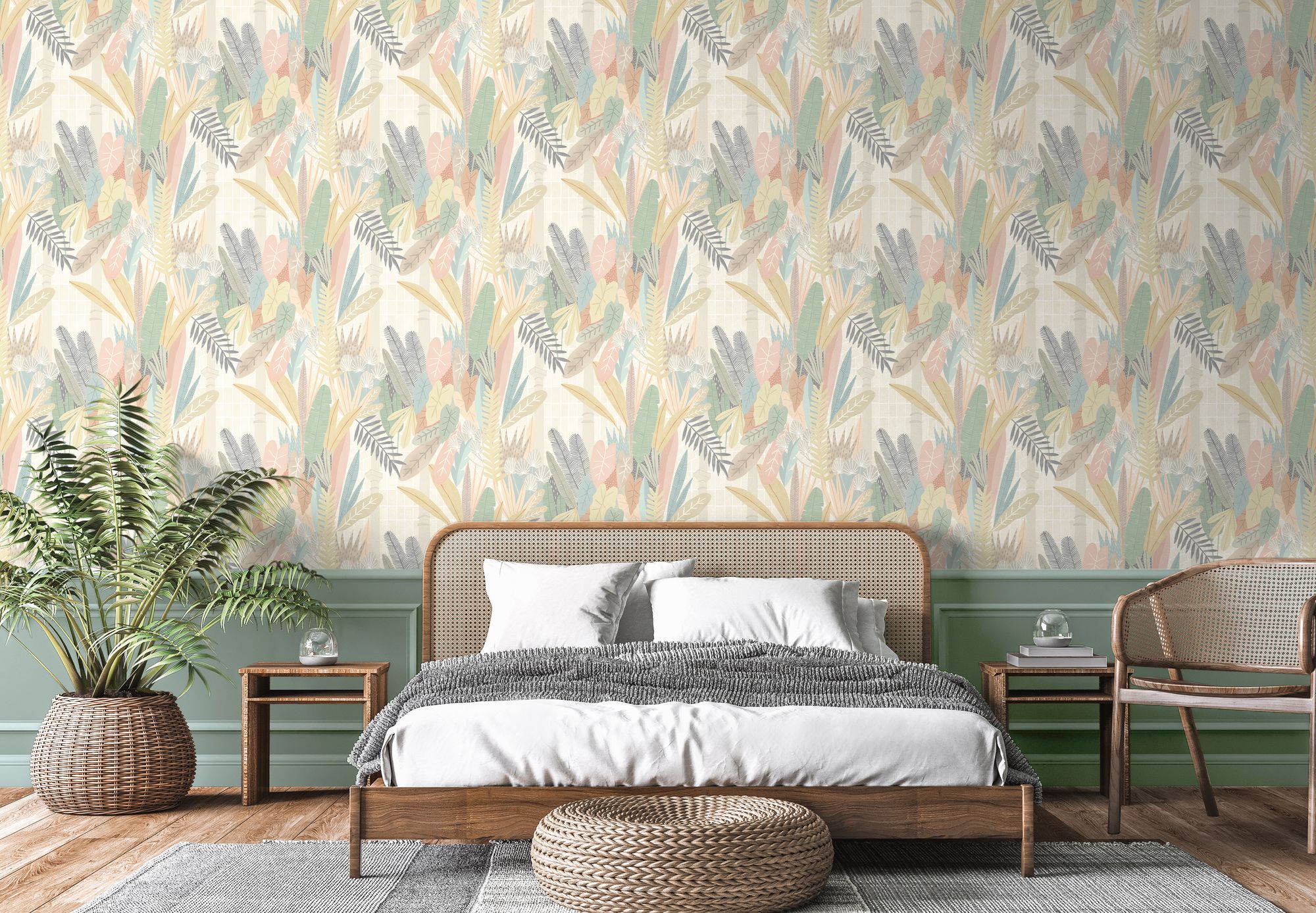 GHS50149W Glasshouse Blush & Apricot Wallpaper by Ohpopsi
