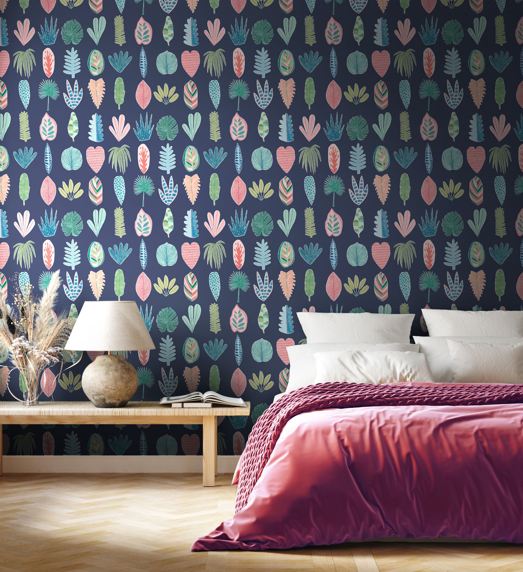 GHS50102W Leaf Boogie Ink Twist Wallpaper by Ohpopsi