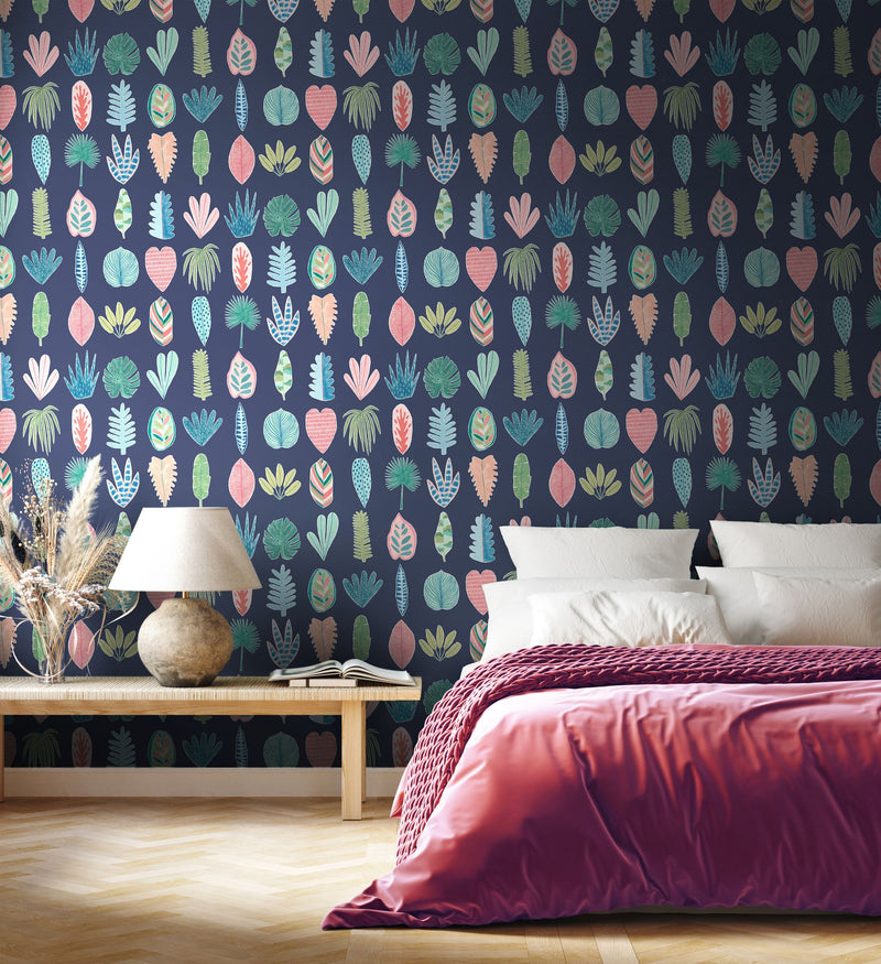 GHS50102W Leaf Boogie Ink Twist Wallpaper by Ohpopsi