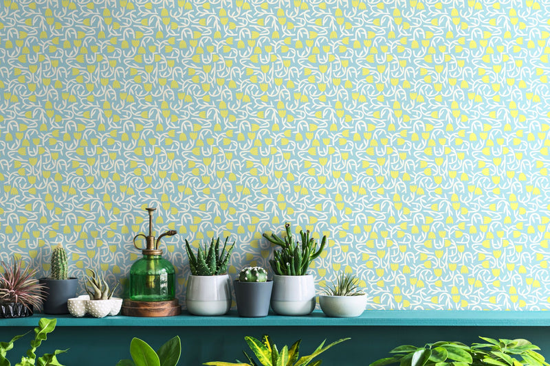 GHS50135W Tiny Tulip Lime & Sky Wallpaper by Ohpopsi