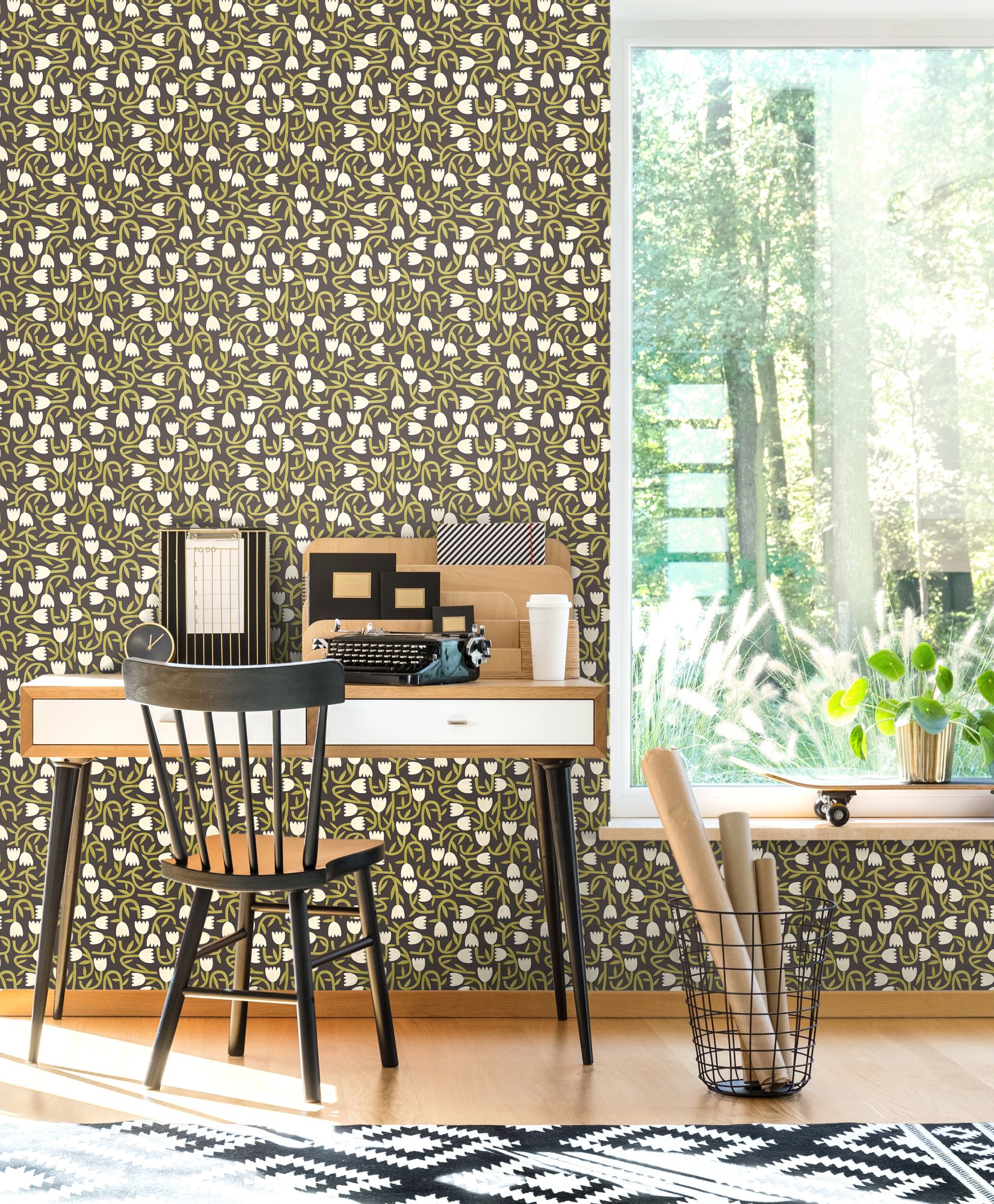 GHS50140W Tiny Tulip Midnight Wallpaper by Ohpopsi