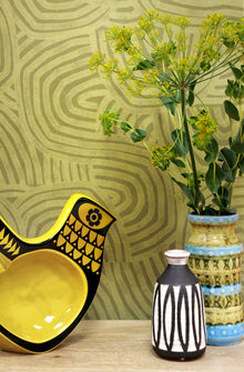 GHS50130W Venation Olive Wallpaper by Ohpopsi