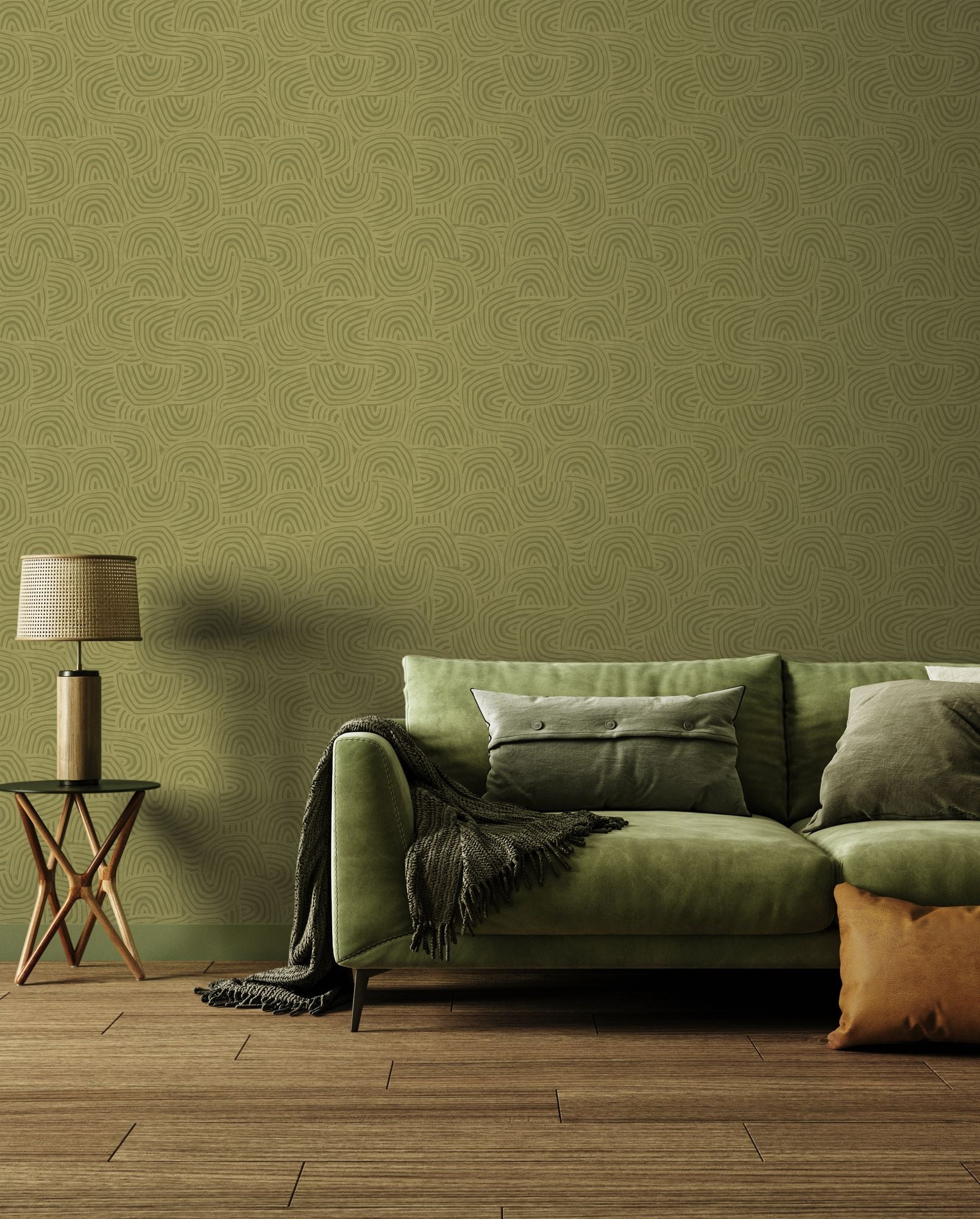 GHS50130W Venation Olive Wallpaper by Ohpopsi