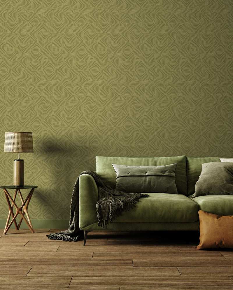 GHS50130W Venation Olive Wallpaper by Ohpopsi