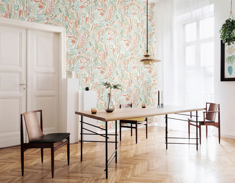 GHS50144W Verdure Sage & Apricot Wallpaper by Ohpopsi
