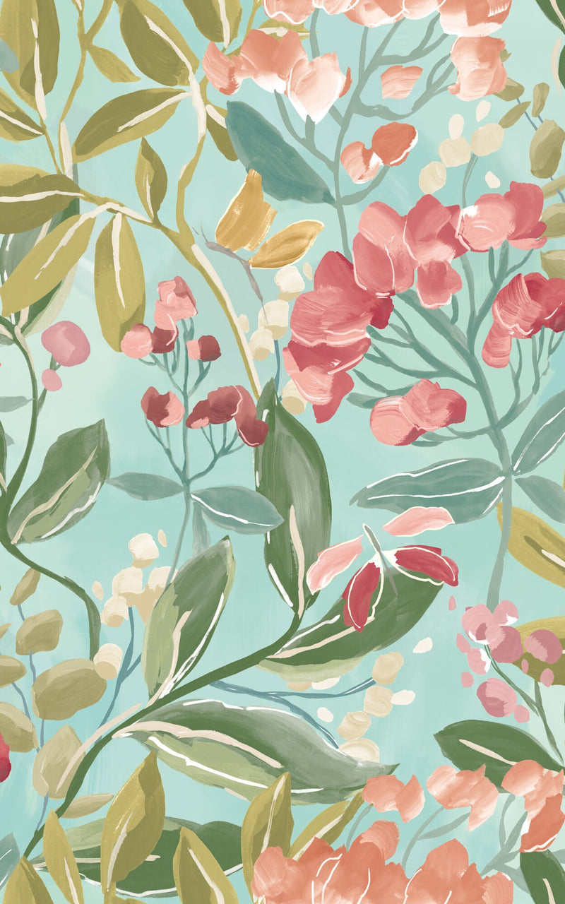 RON50104W Florence Ginger & Duckegg Wallpaper by Ohpopsi