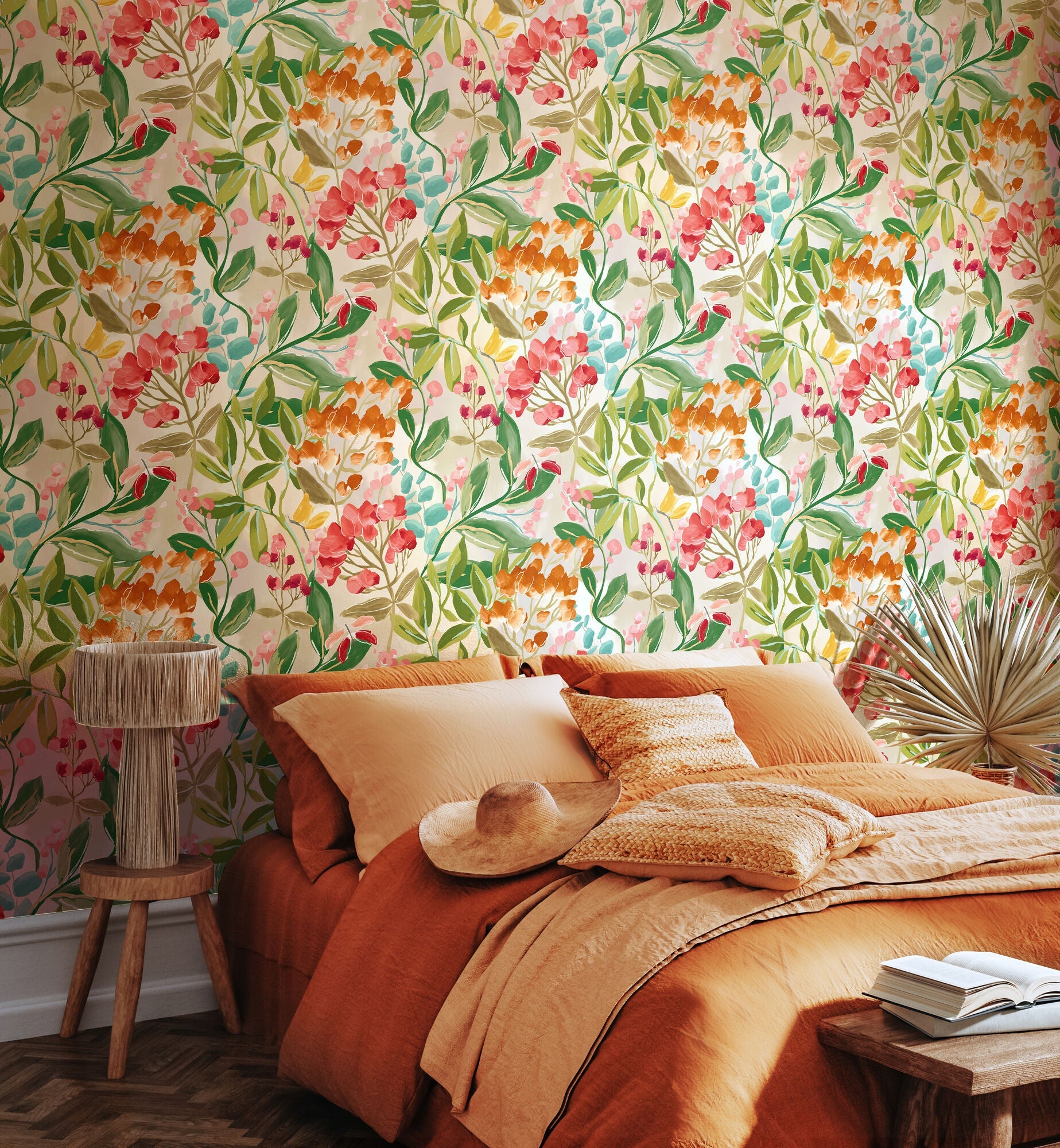 RON50106W Florence Olive & Amber Wallpaper by Ohpopsi