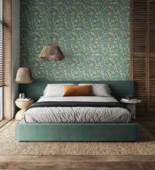 RON50112W Lorena Vine Petrol Wallpaper by Ohpopsi