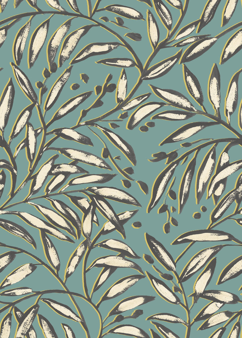 RON50112W Lorena Vine Petrol Wallpaper by Ohpopsi