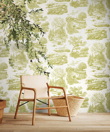 RON50123W Eve Toile Olive Wallpaper by Ohpopsi