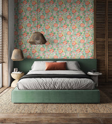 RON50130W Emily Rose Mint & Peach Wallpaper by Ohpopsi