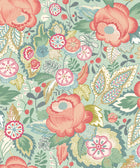 RON50130W Emily Rose Mint & Peach Wallpaper by Ohpopsi
