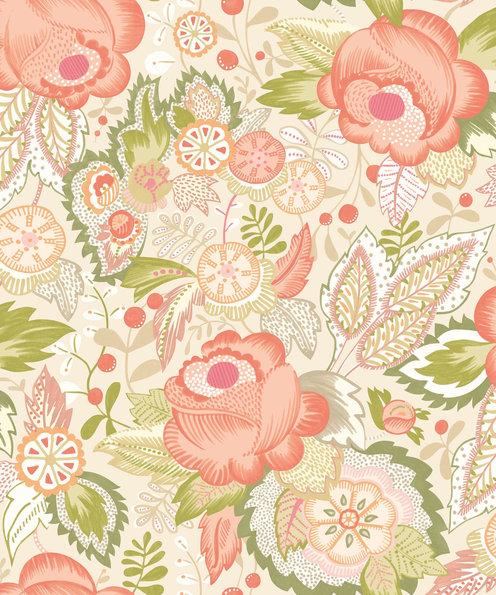RON50131W Emily Rose Citrus Punch Wallpaper by Ohpopsi