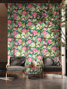 RON50134W Emily Rose Ebony Citrus Wallpaper by Ohpopsi