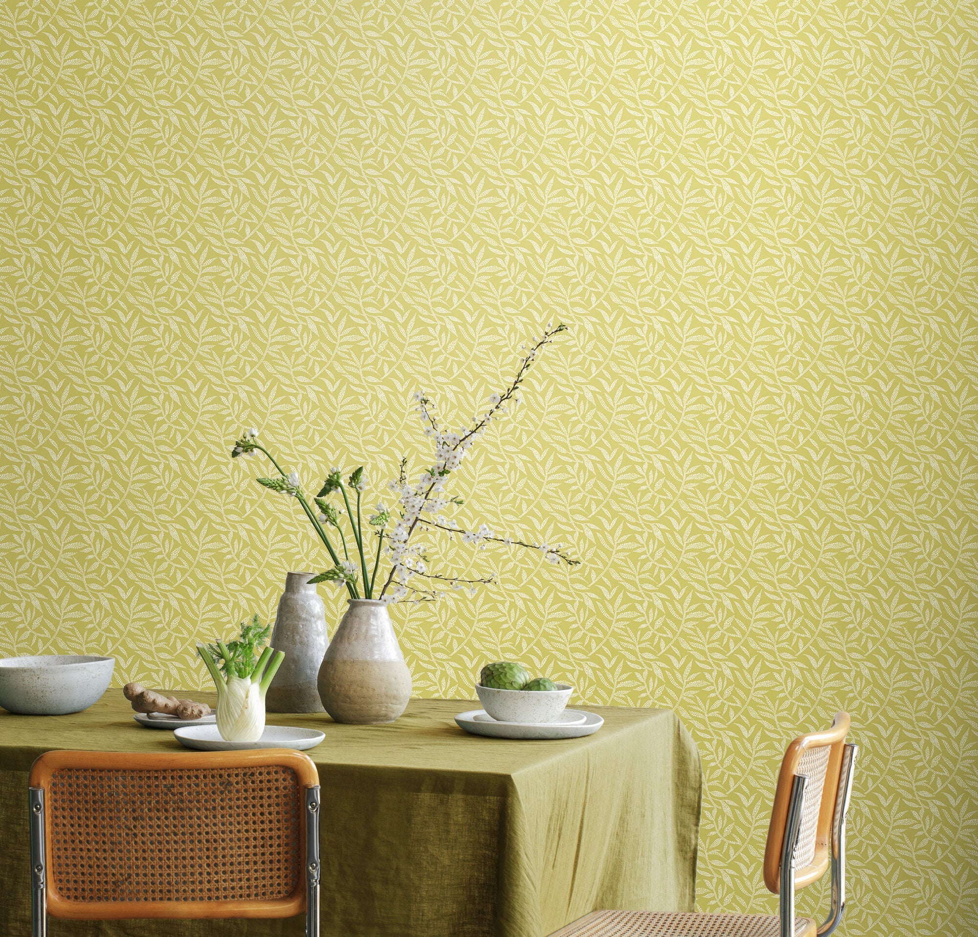 RON50141W Dotty Leaf Fern Wallpaper by Ohpopsi